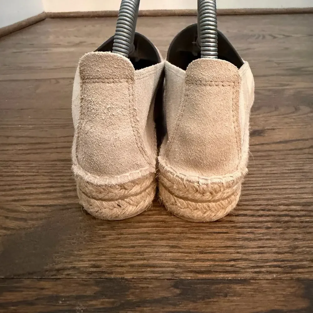 Manebí Suede Double Sole Platform Espadrilles Champagne Beige Size US 9 EU 39